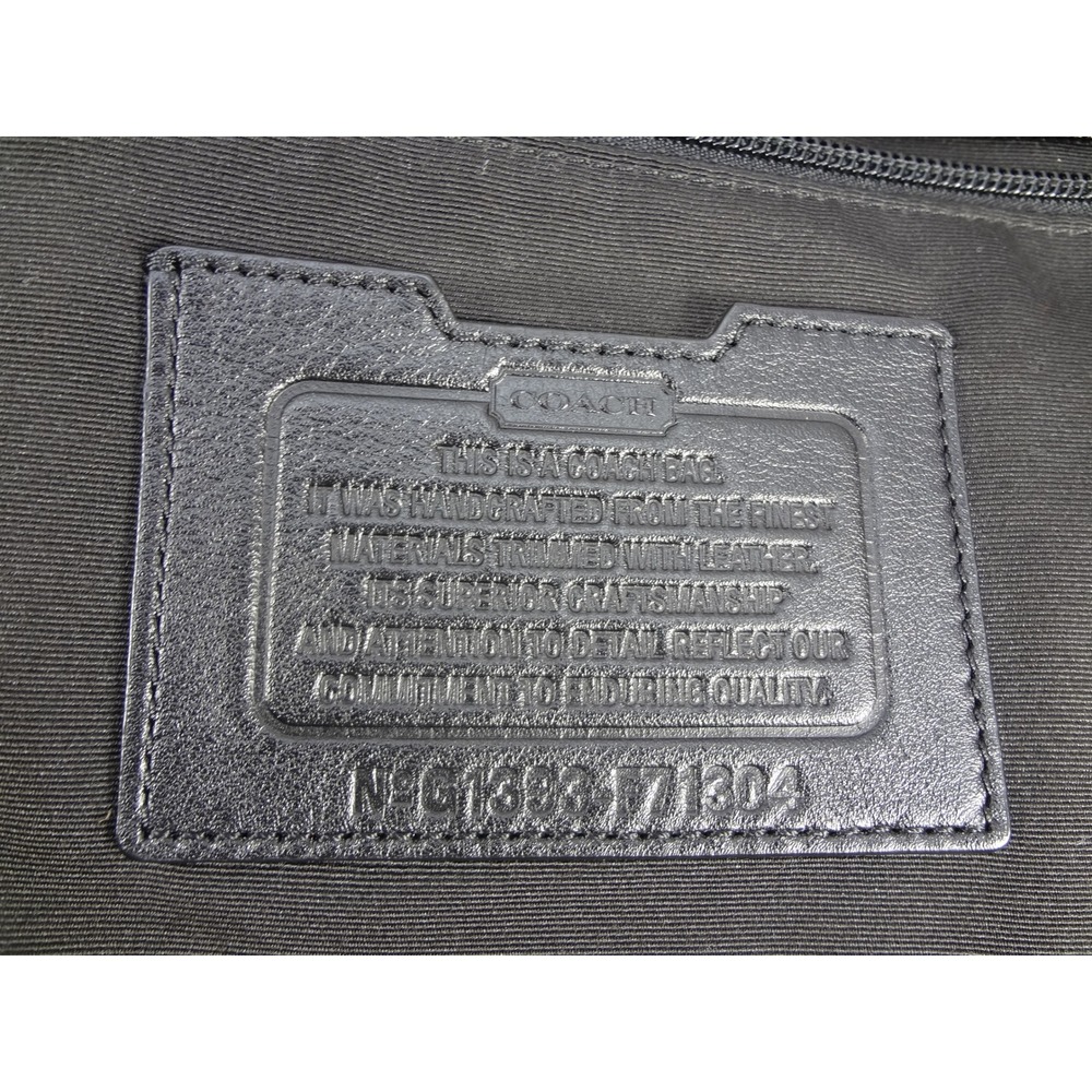 Coach Thompson‎ Mixed Media Puffer Weekender Tote Black Olive Green Nylon Suede - Picture 6 of 6
